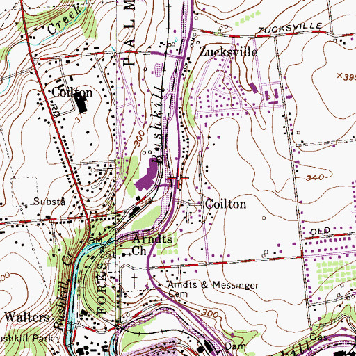 Topographic Map of Walters Mill Pond, PA