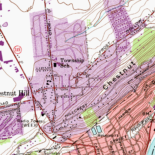 Topographic Map of Chestnut Hill Church, PA