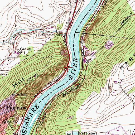 Topographic Map of Chief Tatamy School, PA