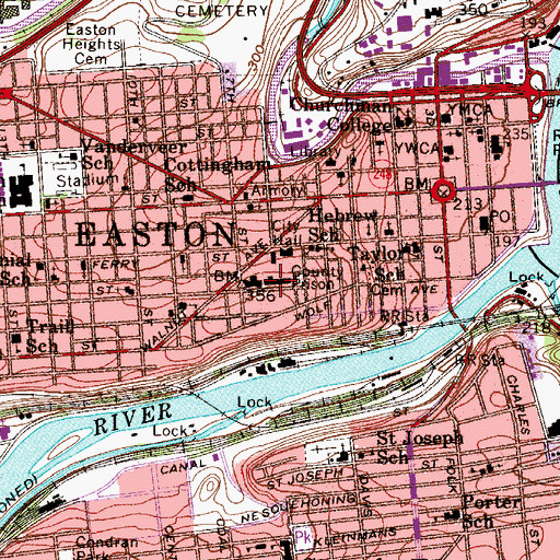 Topographic Map of Northampton County Prison, PA