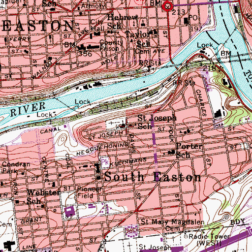 Topographic Map of Saint Joseph Church, PA