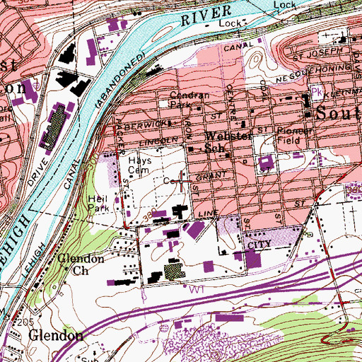 Topographic Map of South Easton Cemetery, PA