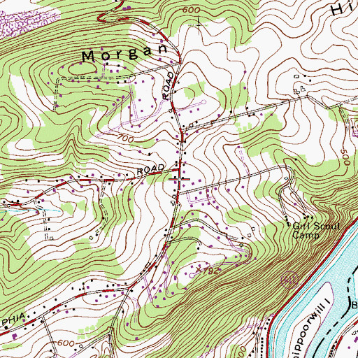 Topographic Map of Hopeville School, PA