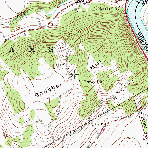 Topographic Map of Bougher Hill School, PA