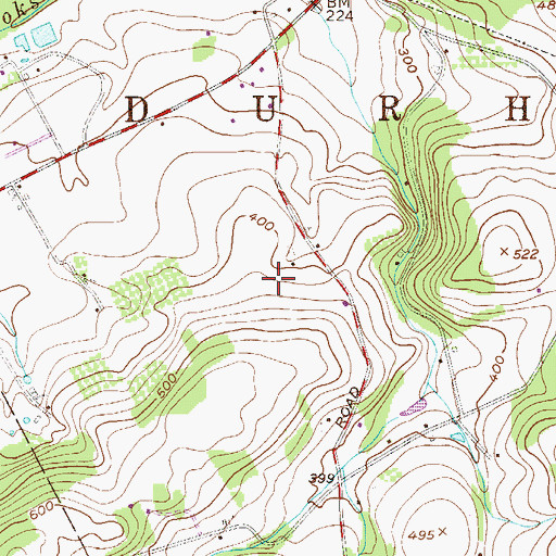 Topographic Map of Durham Hill Farms, PA