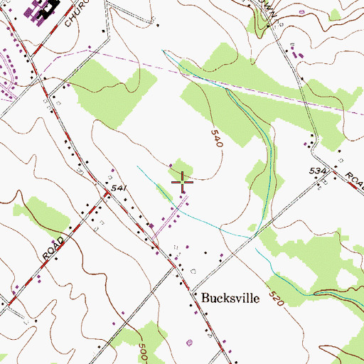 Topographic Map of Bucksville Manor, PA
