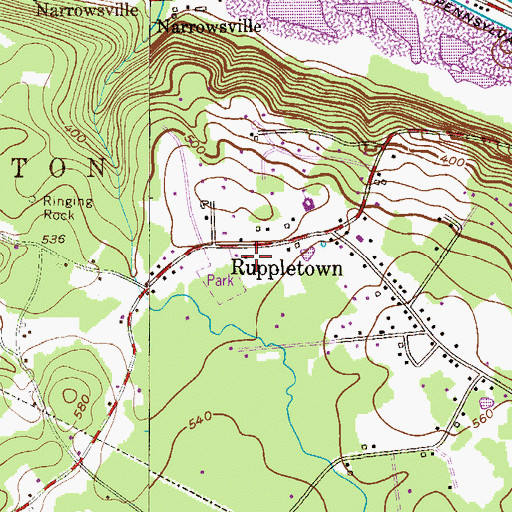 Topographic Map of New Union School (historical), PA