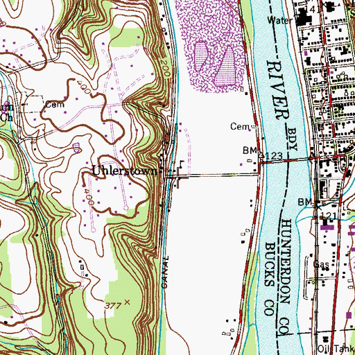 Topographic Map of Uhlerstown Covered Bridge, PA