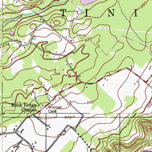 Topographic Map of Rock Ridge School (historical), PA