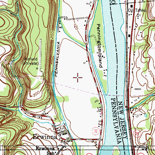 Topographic Map of Tinicum County Park, PA