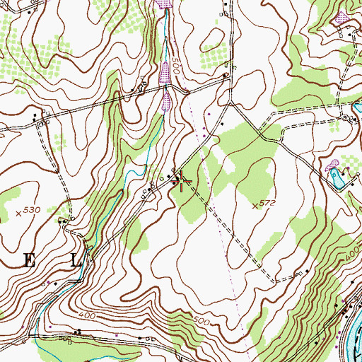 Topographic Map of Belvidere Corner School, PA