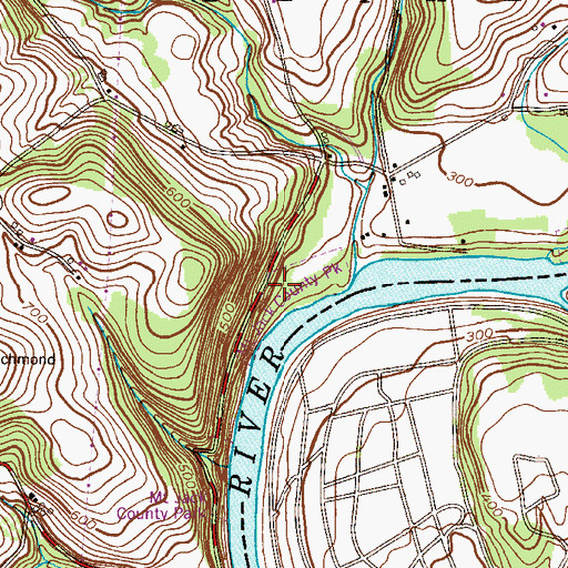 Topographic Map of Mount Jack County Park, PA