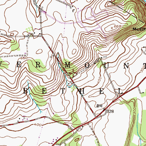 Topographic Map of Gravel Hill School (historical), PA