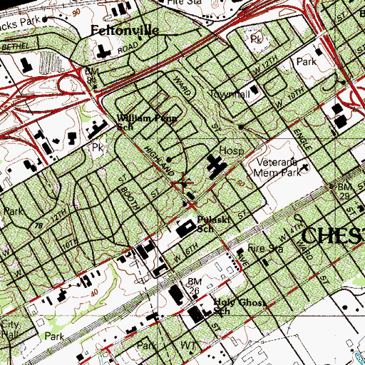 Topographic Map of Resurrection School, PA
