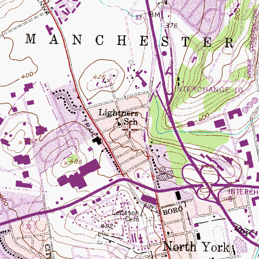 Topographic Map of Lightners Tract, PA