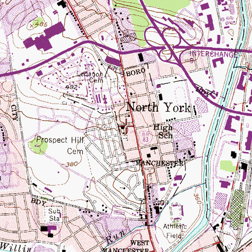 Topographic Map of Wilson Elementary School (historical), PA