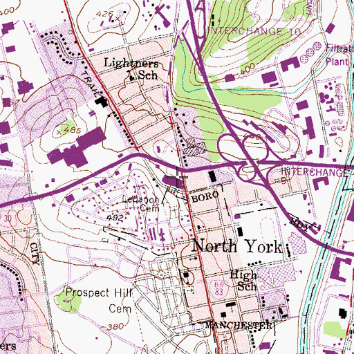 Topographic Map of North Gate Shopping Center, PA