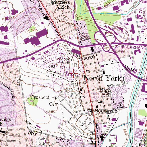 Topographic Map of Messiah United Methodist Church, PA