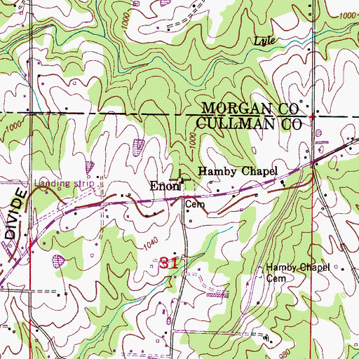 Topographic Map of Hamby Chapel United Methodist Church, AL