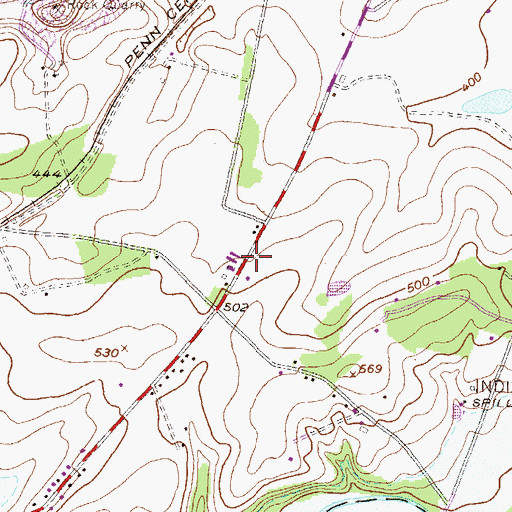 Topographic Map of Campbell Estates, PA