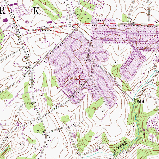 Topographic Map of Dalvue, PA