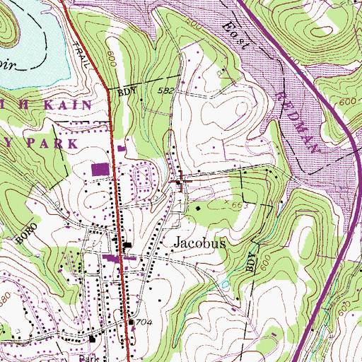 Topographic Map of Salem Lutheran Church, PA