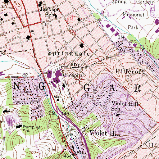 Topographic Map of South Wood Hills, PA