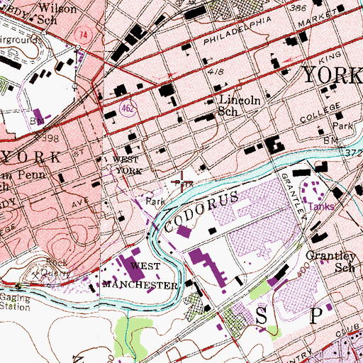 Topographic Map of Bantz Park, PA