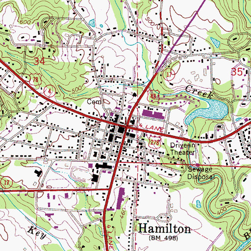 Topographic Map of Hamilton, AL