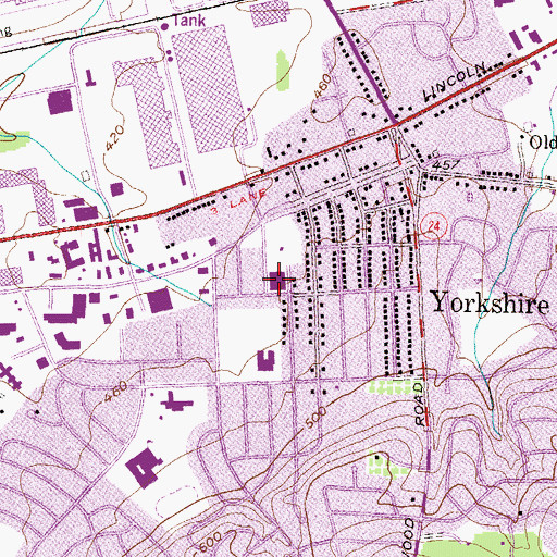 Topographic Map of Yorkshire Elementary School (historical), PA