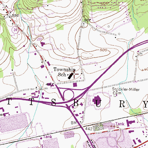 Topographic Map of Springettsbury Elementary School (historical), PA