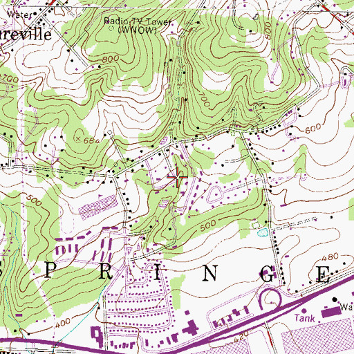 Topographic Map of Woodstream, PA