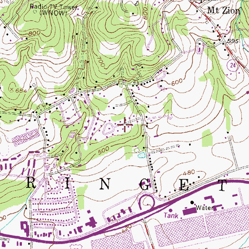 Topographic Map of Idywyld, PA
