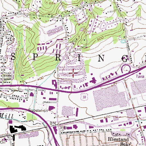 Topographic Map of North Hills, PA