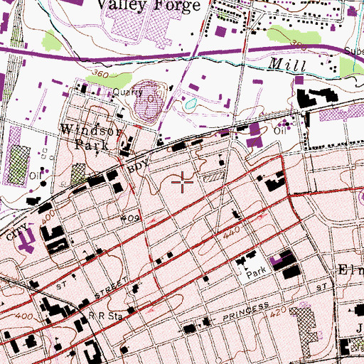 Topographic Map of Allen Field, PA