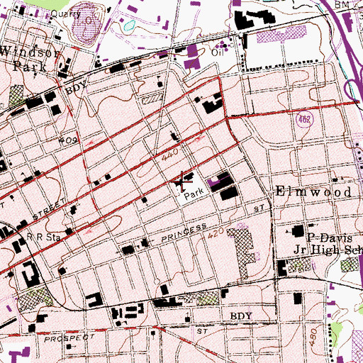 Topographic Map of Franklin Elementary School (historical), PA