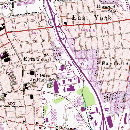 Topographic Map of Memorial Hospital York, PA