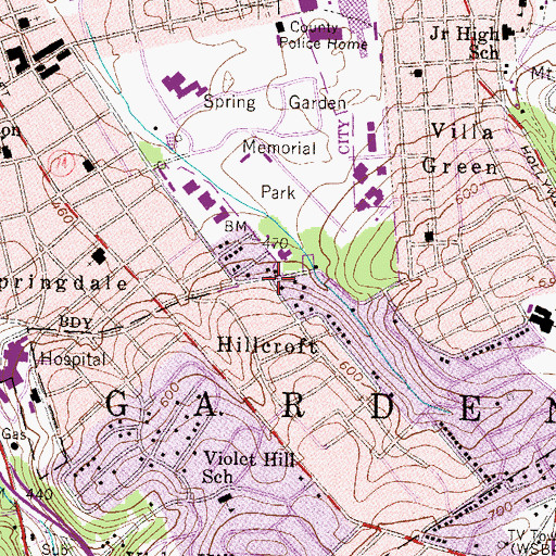 Topographic Map of Grandview Heights, PA