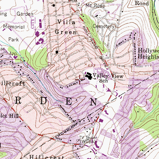 Topographic Map of Rosemount, PA
