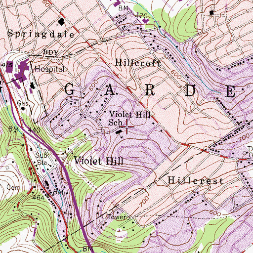 Topographic Map of Tri-Hill, PA