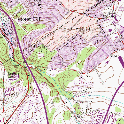 Topographic Map of Brook Hill, PA