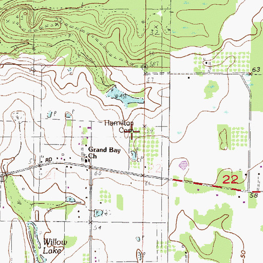 Topographic Map of Hamilton Cemetery, AL