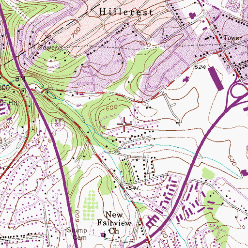 Topographic Map of Brook Hill South, PA