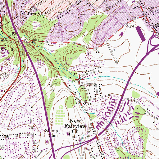 Topographic Map of McDonald Heights, PA