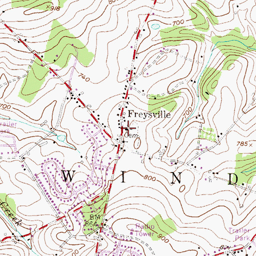 Topographic Map of Emanuel Reformed Church, PA