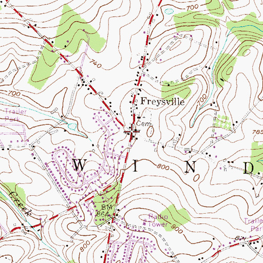 Topographic Map of Emanuel Lutheran Church, PA