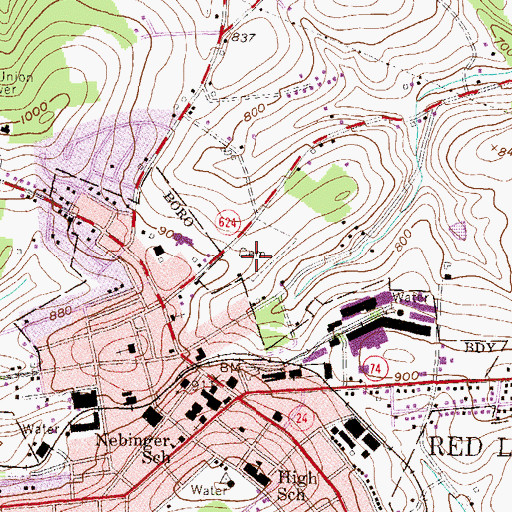 Topographic Map of Red Lion Cemetery, PA