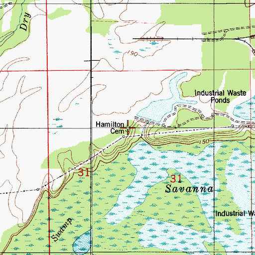 Topographic Map of Hamilton Cemetery, AL