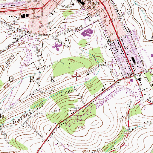 Topographic Map of Red Lion Country Club, PA
