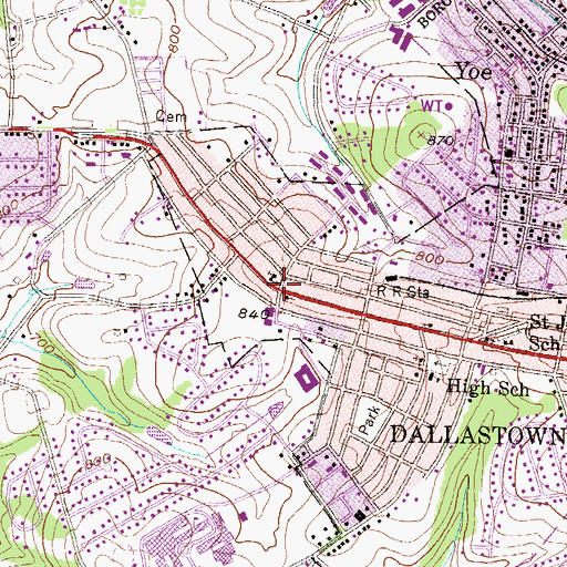 Topographic Map of Dallastown Elementary School (historical), PA